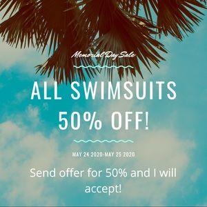 All swimsuits 50% off today!